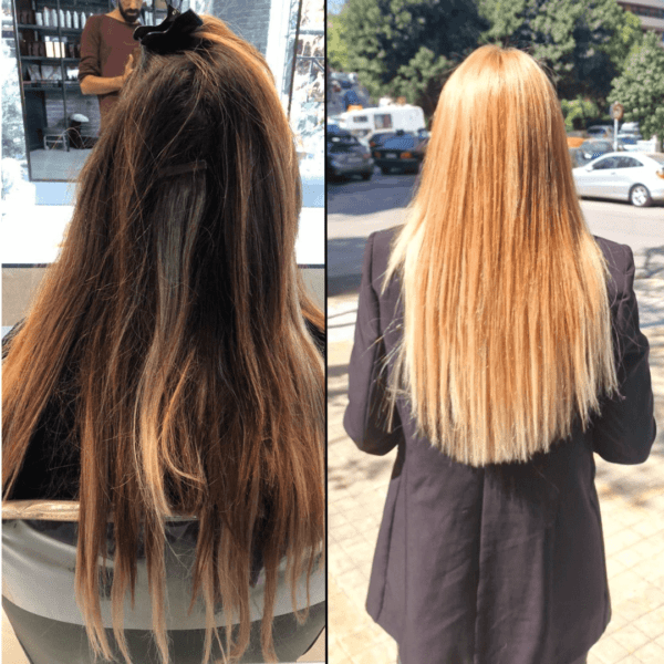 Τοποθέτηση Hair Extensions και στην συνέχεια Κούρεμα, Βαφή μαλλιών και Θεραπεία Κερατίνης